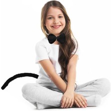 Ynt İthalat Peluş Siyah Renk Kuyruk Ve Papyon Yetişkin Çocuk Uyumlu