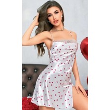 Hotflirt Nightlight 3657 Saten Gecelik - Beyaz - S