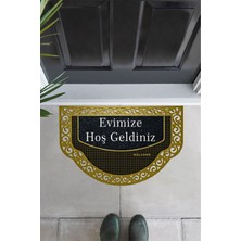 M&H Quality Yarım Ay Modeli Welcome Yazlı Kapı Önü Paspası Evimize Hoş Geldiniz Yazılı Altın Rengi