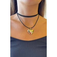 Jewine Studio Gold Kalp Figürlü Güderi Choker Kolye