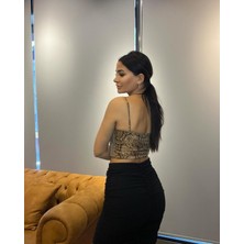 Yüksek Bel Lastik Büzgü Lüx Krep Etek Siyah