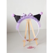 Sweet Twins Accessories Kuromi Kerdela Fiyonklu Ponponlu Çocuk Taç