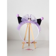 Sweet Twins Accessories Kuromi Karakterli Tüllü Fiyonklu Ponponlu Çocuk Taç