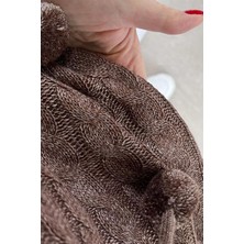 Kadın Kapüşonlu Ponpon Detay Triko Panço JB09114789