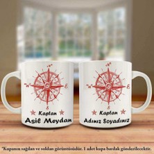 Asilmeydan İsme Özel Pusulalı Kaptan Mesleği Tasarımlı Kupa Bardak - Arkadaş ve Sevdiklerinize Hediyelik