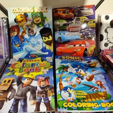 4 Adet Stickerli Boyama Kitabı (Arabalar,sonic,roblox,pijamaske Figürlü