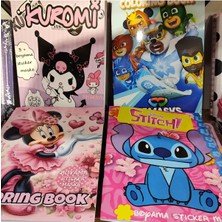 4 Adet Stickerli Boyama Kitabı (Kuromi,minnie,stitch,pijamaske Figürlü