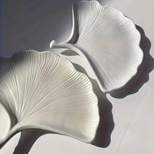 Minimalist Beyaz Ginkgo Yaprağı Alçı Takı Tepsisi