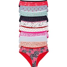 Pamuklu Geniş Kenarlı Likralı Desenli Bato Kadın Külot 10'lu Paket