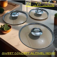 18-20-22CM 3'lü Set Tava Tencere Cam Kapak Takımı-Sweet Concept-Altınel Home