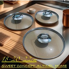 18-20-22CM 3'lü Set Tava Tencere Cam Kapak Takımı-Sweet Concept-Altınel Home