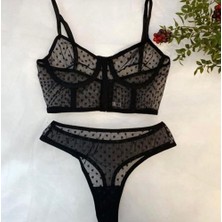 Akasha Design Puantiyeli Korseli Iç Çamaşırı Takımı