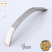 Badem10 Şahin Metal Inox Kulp 128 mm Mobilya Çekmece Mutfak Dolabı Dolap Kapak Kulpları Kulb Kulpu 12.8 cm