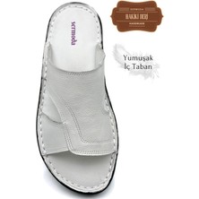 Sermoda  Erkek Terlik Hafif Terlik Deri A. Şır Beyaz