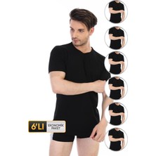 Çift Kaplan Erkek Ribana Bisiklet Yaka Siyah Fanila 841 6'lı Ekonomik Paket