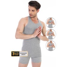 Çift Kaplan Erkek Ribana Spor Gri Atlet 915 3'lü Ekonomik Paket
