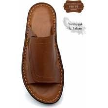 Sermoda Gerçek Deri Erkek Terlik Hafif Terlik Deri C Taba