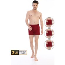 Erkek Penye Bordo Boxer 805 3'lü Ekonomik Paket