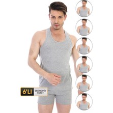 Çift Kaplan Erkek Elastanlı Spor Beyaz Atlet 916 6'lı Ekonomik Paket