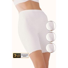 Kadın Kaşkorse Uzun Beyaz Külot 890 3'lü Ekonomik Paket