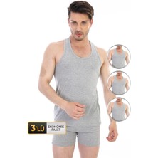 Çift Kaplan Erkek Elastanlı Spor Gri Atlet 916 3'lü Ekonomik Paket