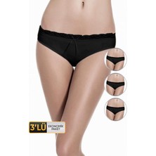 Kadın Dantelli Siyah Külot 609 3'lü Ekonomik Paket