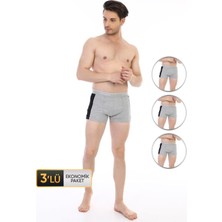 Erkek Elastanlı Biyeli Gri Boxer 850 3'lü Ekonomik Paket