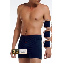 Erkek Penye Lacivert Boxer 805 3'lü Ekonomik Paket