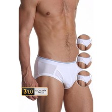 Erkek Elastanlı Beyaz Slip 887 3'lü Ekonomik Paket