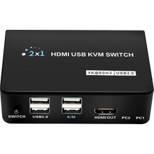 Powermaster PM-11789 4K HDMI USB Kvm Switch 2x1