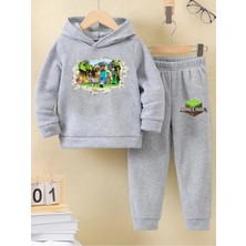 Kışlık Kız Erkek Çocuk Eşofman Takımı 5 6 7 8 9 10 11 12 Yaş Unisex Minecraft