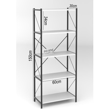 BabHome Dekoratif 5 Raflı Metal Mutfak Rafı Dolap Düzenleyici Beyaz