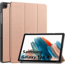 Samsung Galaxy Tab A9 Pembe Altın Için Deri Tablet Kılıfı (Yurt Dışından)