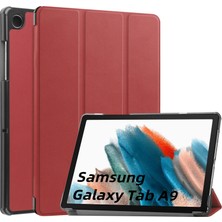 XStore Samsung Galaxy Tab A9 Şarap Kırmızısı Için Deri Tablet Kılıfı (Yurt Dışından)