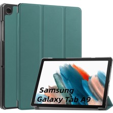 Samsung Galaxy Tab A9 Deri Tablet Kılıfı Koyu Yeşil (Yurt Dışından)