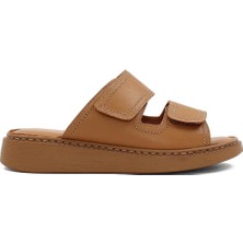 Celal Gültekin Kadın Taba Çift Bantlı Önü Cırt Cırtlı Deri Terlik