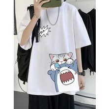 Shark & Cat Beyaz T-Shirt