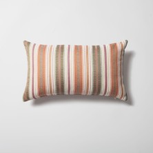 Fineroom Living Boho - Çizgili Etnik Motif Desenli Kırlent 30  x  50 - Turuncu (Ic Yastık Dahil)