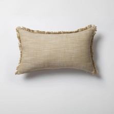 Fineroom Living Soho - Keten Püsküllü Kırlent 30  x  50 - Sarı (Ic Yastık Dahil)