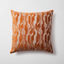 Fineroom Living Lebon - Geometrik Desenli 50  x  50 Kırlent - Turuncu (Ic Yastık Dahil)