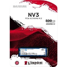 500 GB Kıngston Nv3 2280 Gen4 M.2 Pcıe 4.0 Nvme 5.000/3.000 SNV3S/500G
