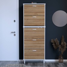Modilayn VARBİ UMAY' 2 Li Antre Hol 72x205x26 cm’ lik 5 Düşer Kapak 10  Raflı Ayakkabılık