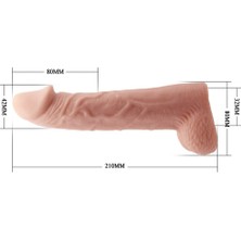 Pembe Tilki 8 Cm Dolgulu Gerçekçi Testis Koruyuculu 21cm Ten Rengi Uzatmalı Realistik Penis Kılıfı Sleeve