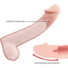 Pembe Tilki 8 Cm Dolgulu Gerçekçi Testis Koruyuculu 21cm Ten Rengi Uzatmalı Realistik Penis Kılıfı Sleeve