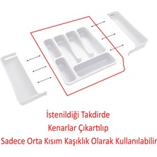 Beyaz Açılabilir Ayarlanabilir Kayar Kaşıklık Çekmece Içi Bıçak Kaşık Çatal Düzenleyici Çift Kanat