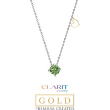 So CHIC Created Tourmaline Taşlı Clarit Serisi 8 Ayar Beyaz Altın Kolye