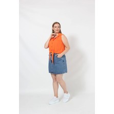 3253T Kolsuz Bağlamalı Gömlek Turuncu