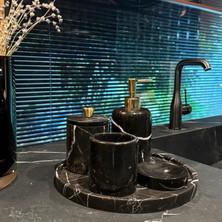Lispera Siyah Mermer Beşli Banyo Seti, Toros Siyahı Beşli Banyo Seti, Lüks Ev Hediyesi