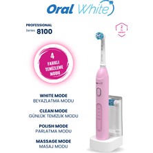 Oral White 4 Modlu Professional Series 8100 Şarjlı Diş Fırçası Pembe