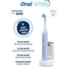 Oral White 4 Modlu Professional Series 8100 Şarjlı Diş Fırçası Mavi